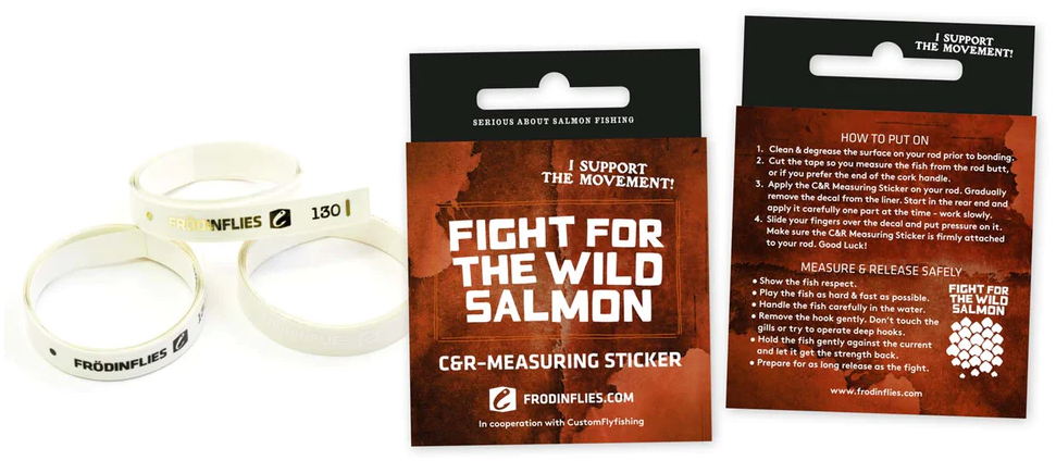 Frödin Flies Wild Salmon C&R Measuring Sticker Rutenaufkleber white