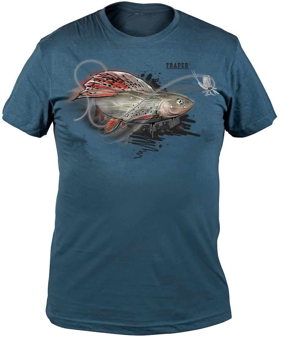 Traper Art T-Shirt Grayling Äsche denim