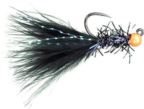 P-27057_MFC_Chans_Straggle_ MFC Chan's Straggle Leech  Black & Hot Orange Bead Barbless #10