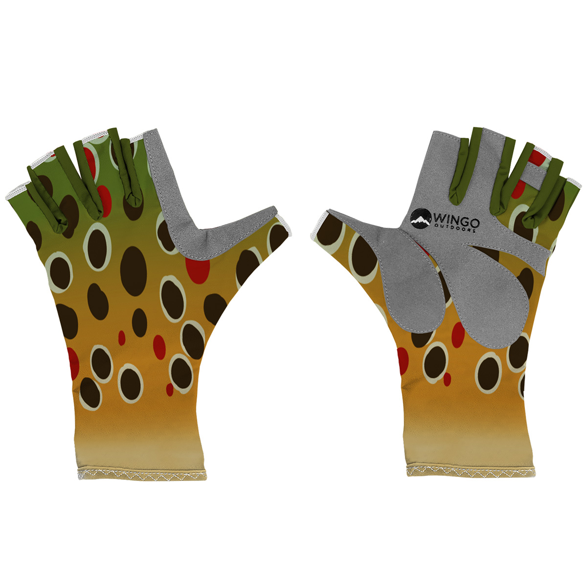 Wingo Fish Skin Sun Glove Handschuhe Brown Trout