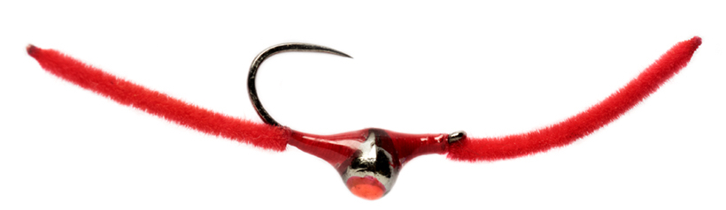 P-24188_Fulling_Mill_Crosntons_Chenille_Worm_Red_Barbless_ Bindebeispiel