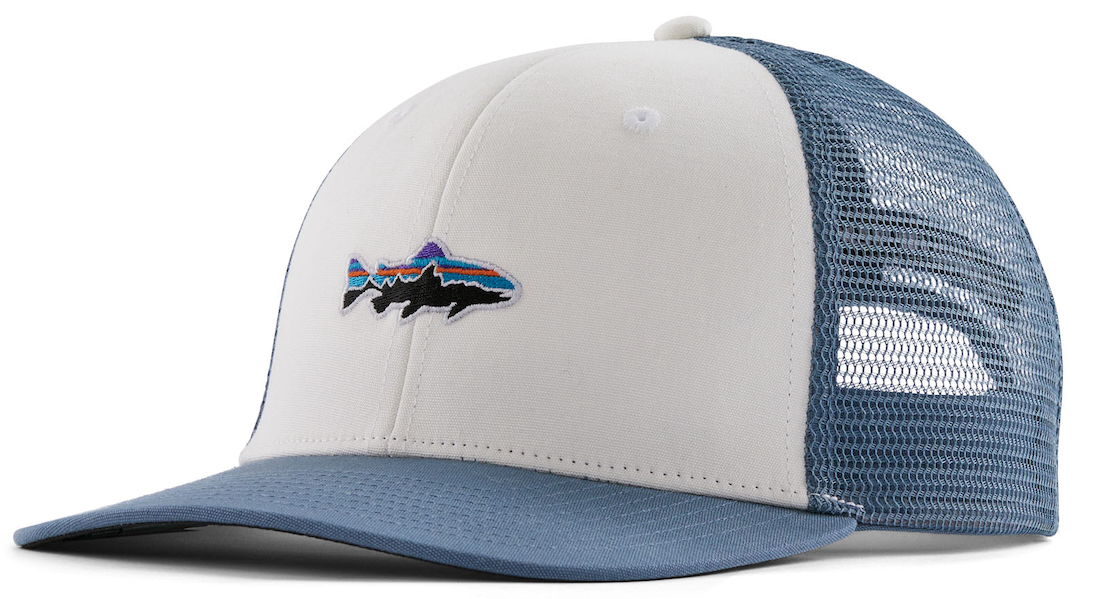 P-25851_Patagonia_Stand_Up_Trucker_hat_WHI_ Patagonia Stand Up Trout Trucker Hat Kappe WHI