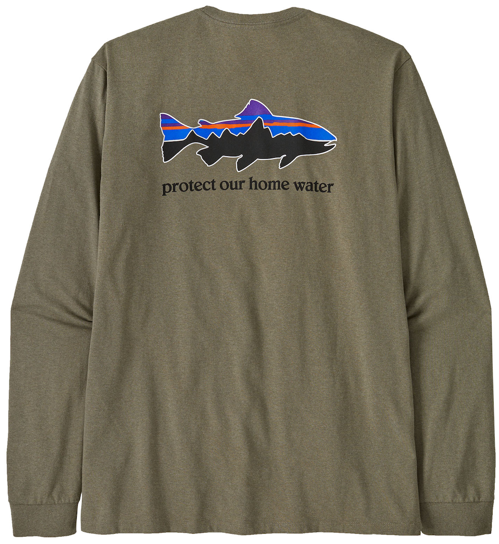 P-28184_Patagonia_Home_Water_Trout_Responsibility-Longsleeve_RVGN_ Patagonia M's L/S Home Water Trout Responsibili-Tee Longsleeve  RVGN - River Rock Green