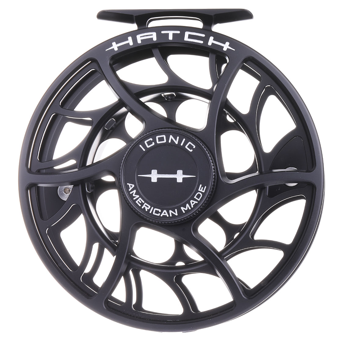 P-23098_Hatch-Iconic-Fly-Reel-Fliegenrolle-Large-Arbor-black_silver_front Hatch Iconic Fly Reel Fliegenrolle Large Arbor black/silver