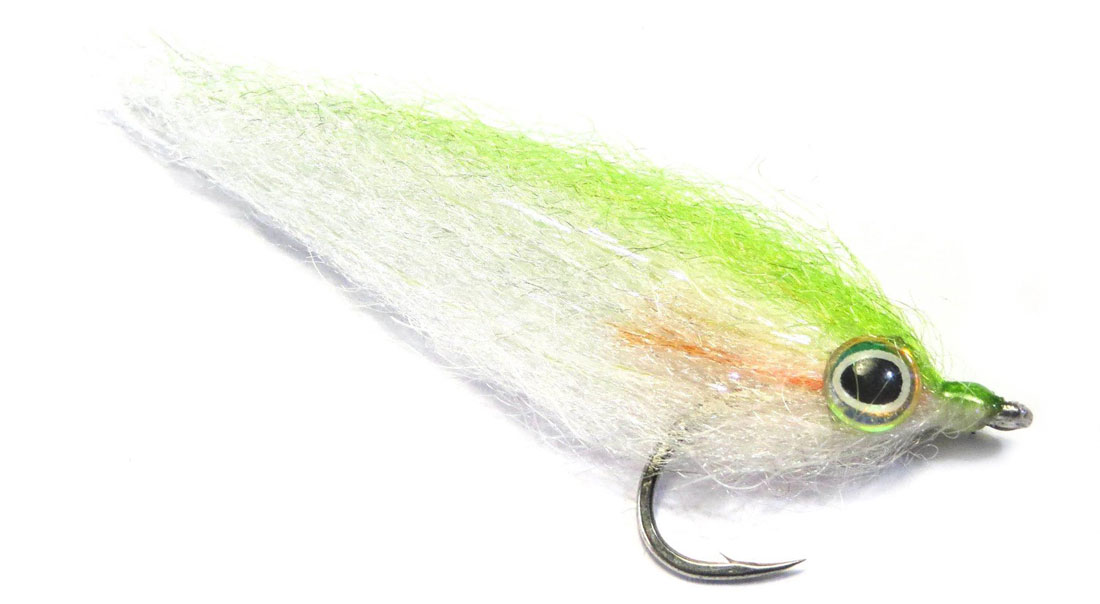 Fishient H2O Streamer - Mirror Image Bunker chartreuse & white