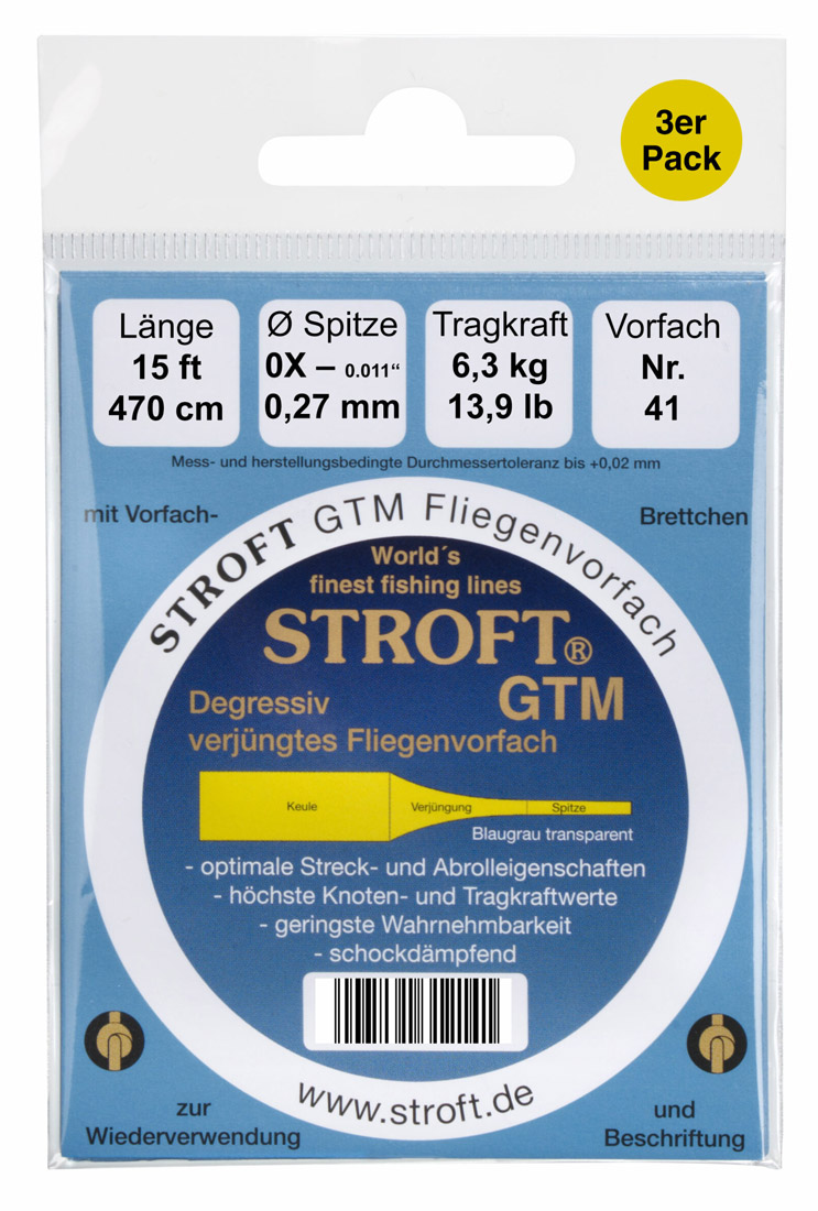 Stroft GTM Vorfach Tapered Leader 15 ft 3er Pack