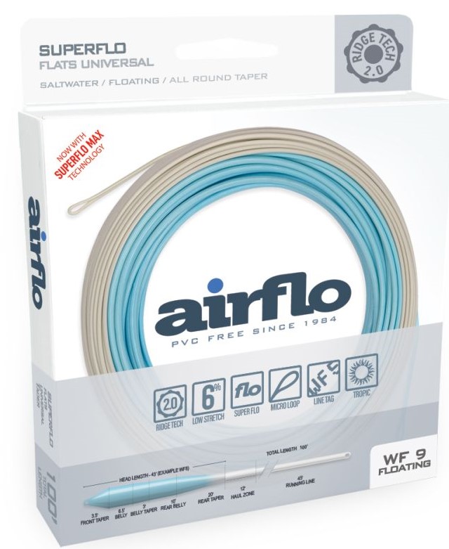Airflo Ridge 2.0 Flats Universal  Floating  Power Core Tropical Saltwater Fliegenschnur Sky/Cloud