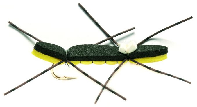 fulling_mill_chernobyl_ant_black_yellow Fulling Mill Trockenfliege - Chernobyl Ant schwarz/gelb