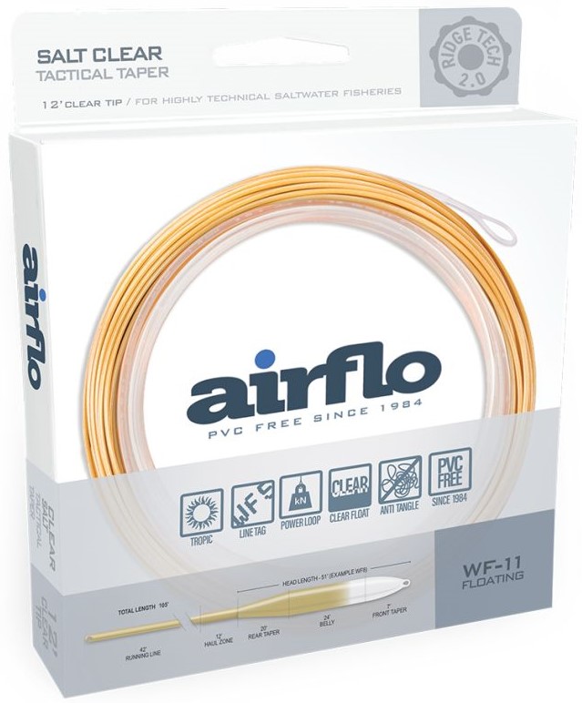 Airflo Ridge 2.0 Flats Universal - 12 ft Clear Tip Power Core Floating Tropical Saltwater Fliegensch