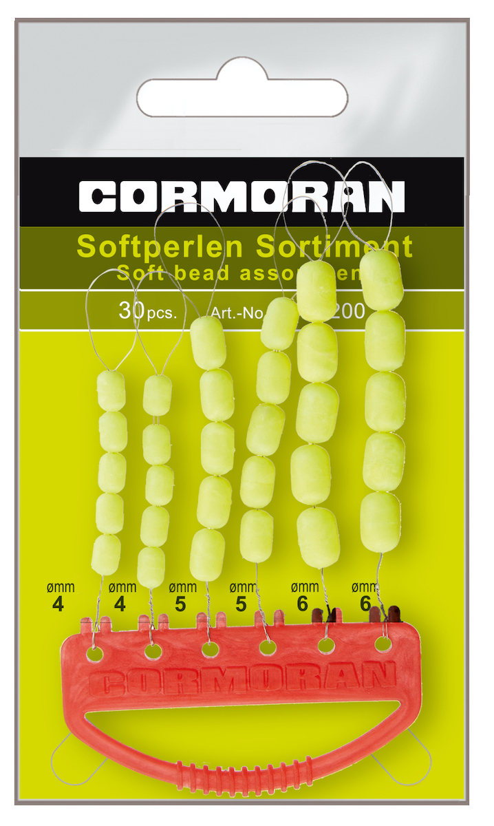 P-18224_Cormoran_Softperlen-Sortiment_Knotenschutz_Gummipuffer_fluo_grun fluo grün