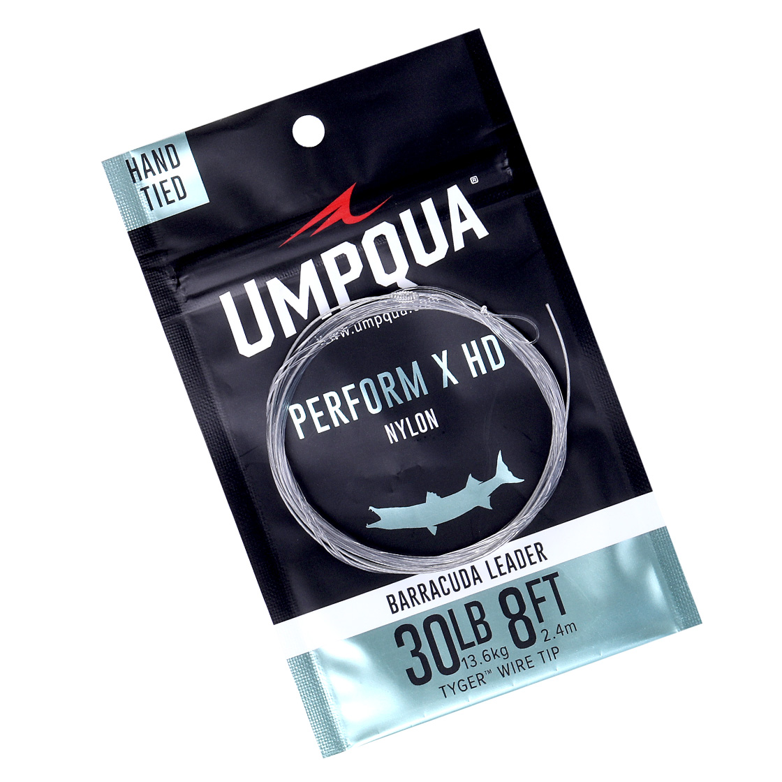 Umpqua Perform X HD Barracuda Nylon Leader with Tyger Wire Tip 8 ft - 30 lb