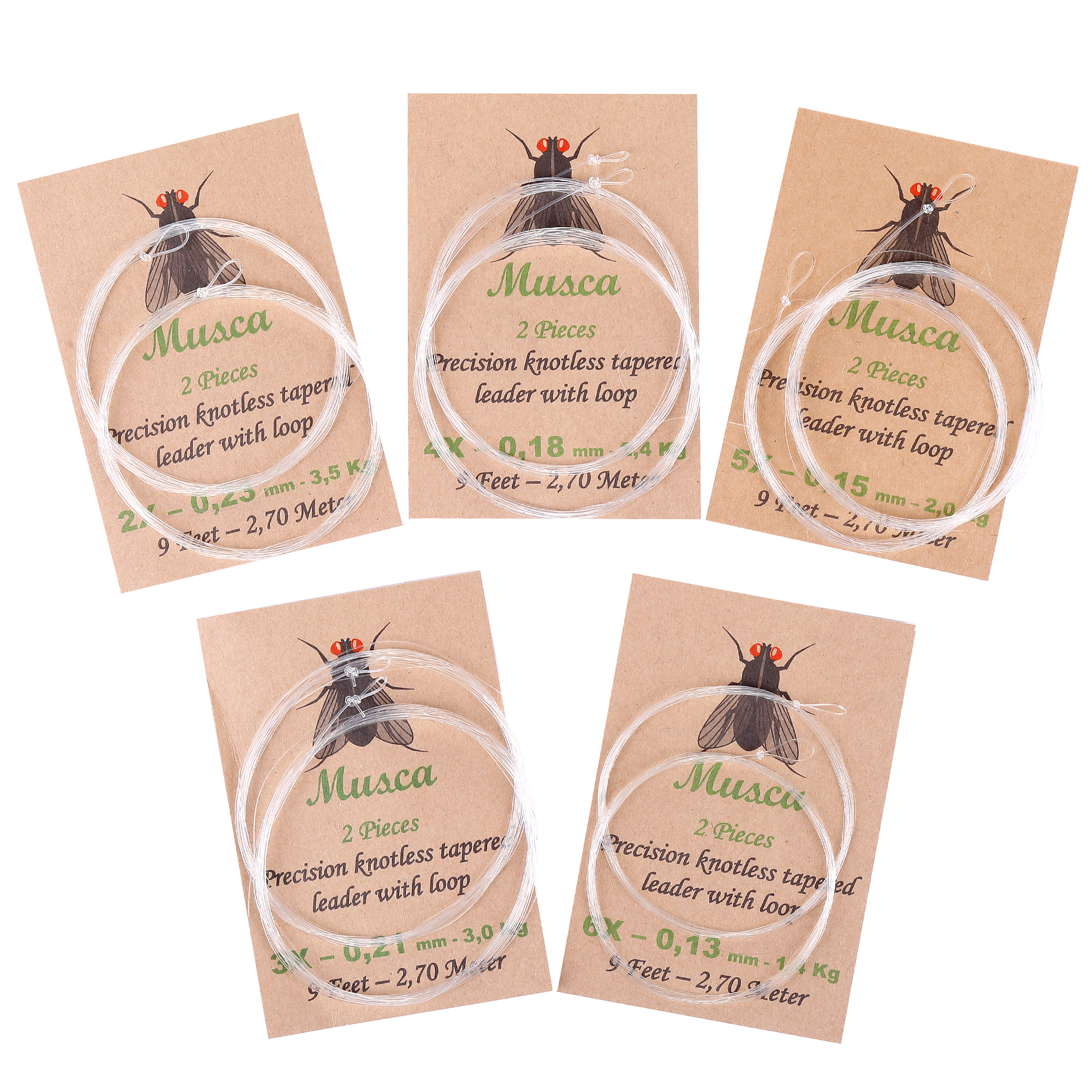 Musca Tapered Leader 9 ft Fliegenfischer Vorfach 2pc Pack