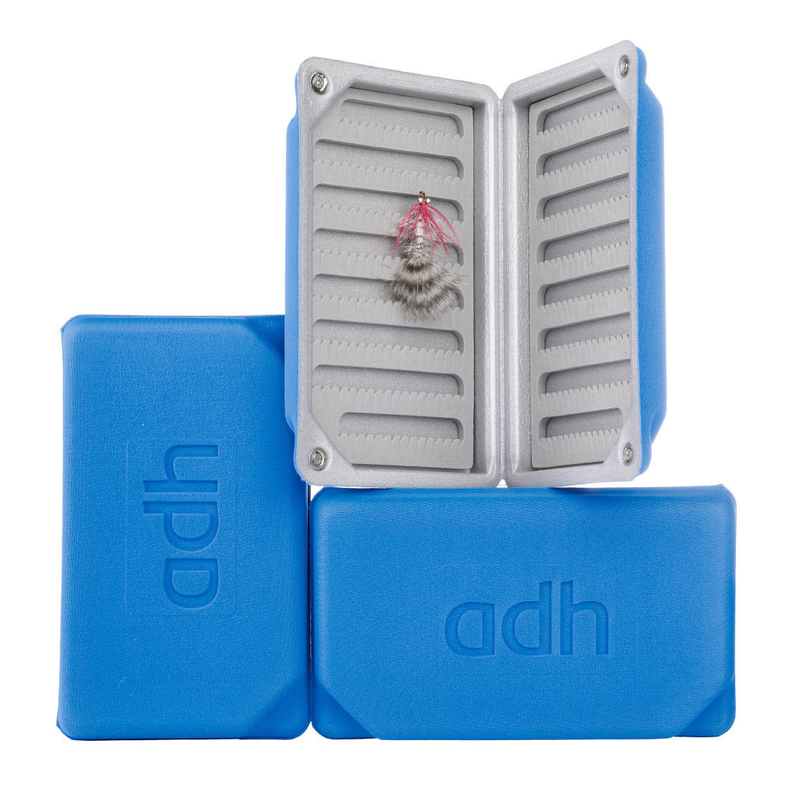 adh-fishing Foam Fly Box Fliegendose Large Ultralight blue
