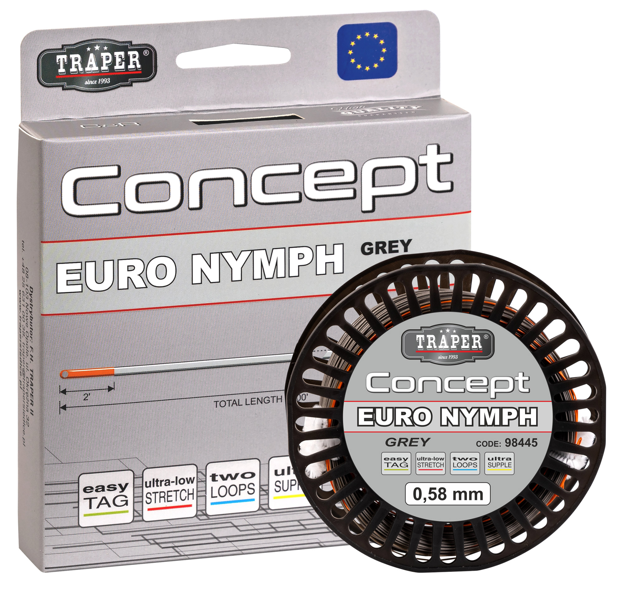 Traper Concept Euro Nymph Line 0,58mm Floating Grey Orange Traper Concept Euro Nymph Line 0,58mm Floating Grey Orange