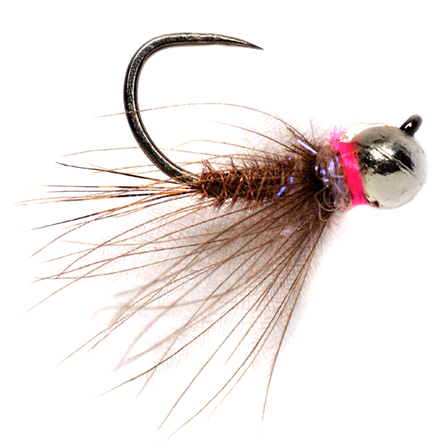 Fulling Mill Nymphe - CDC Hot Spot Pheasant Tail Jig Grayling Pink Barbless