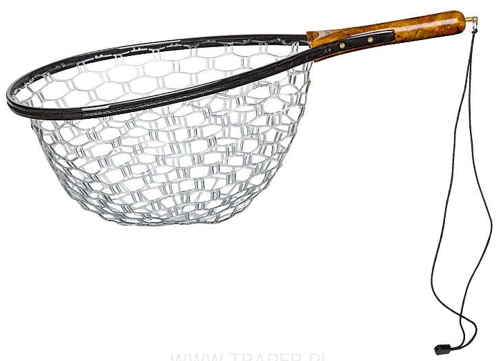 Traper Trout Carbon & Wood Landing Net Silicone Kescher mit Silicone Netz