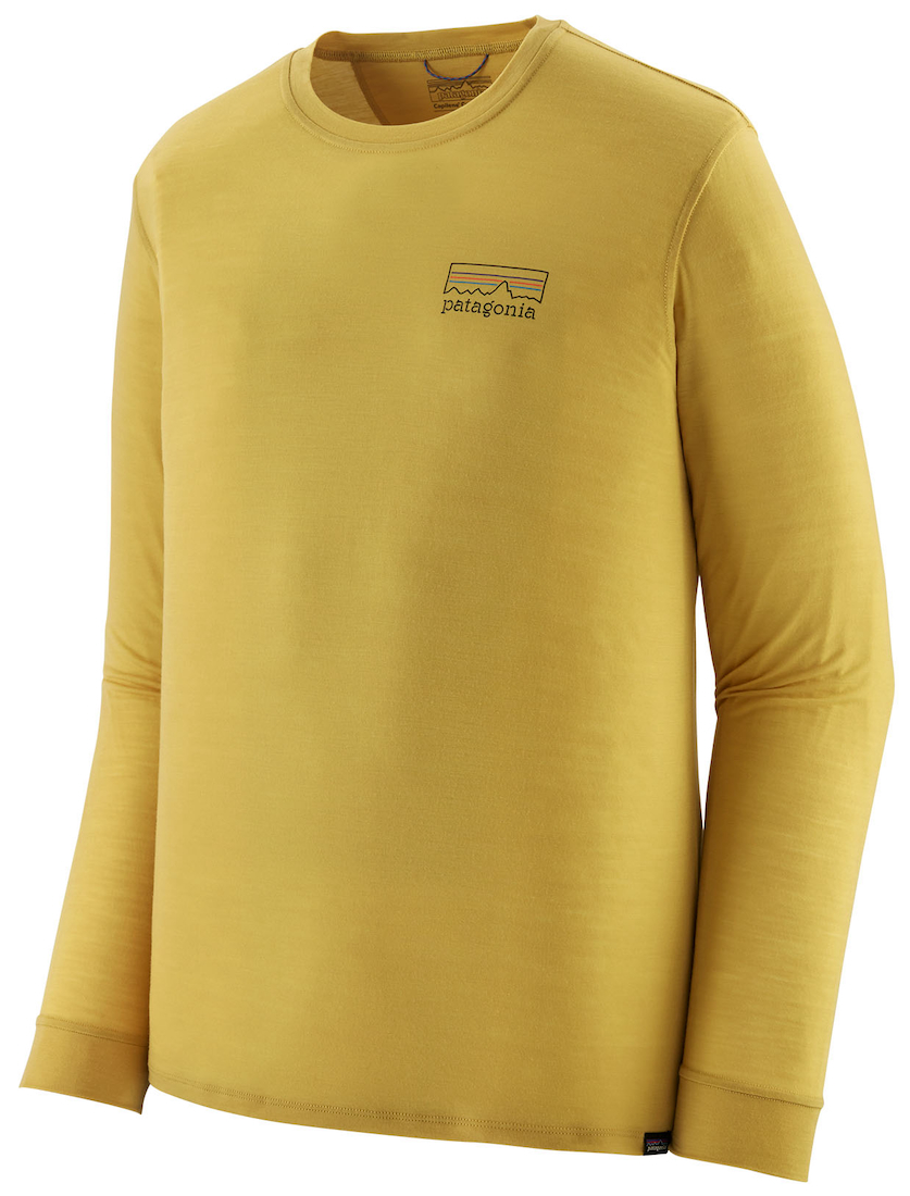 Patagonia M's L/S Cap Cool Merino Blend Graphic Shirt FZBU - Fitz Roy Strata: Bundle Green