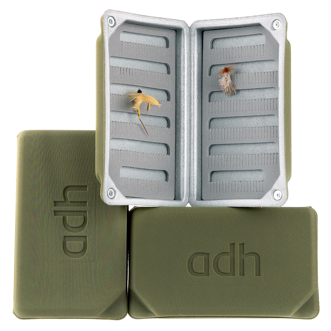 adh-fishing Foam Fly Box Fliegendose Large Ultralight olive