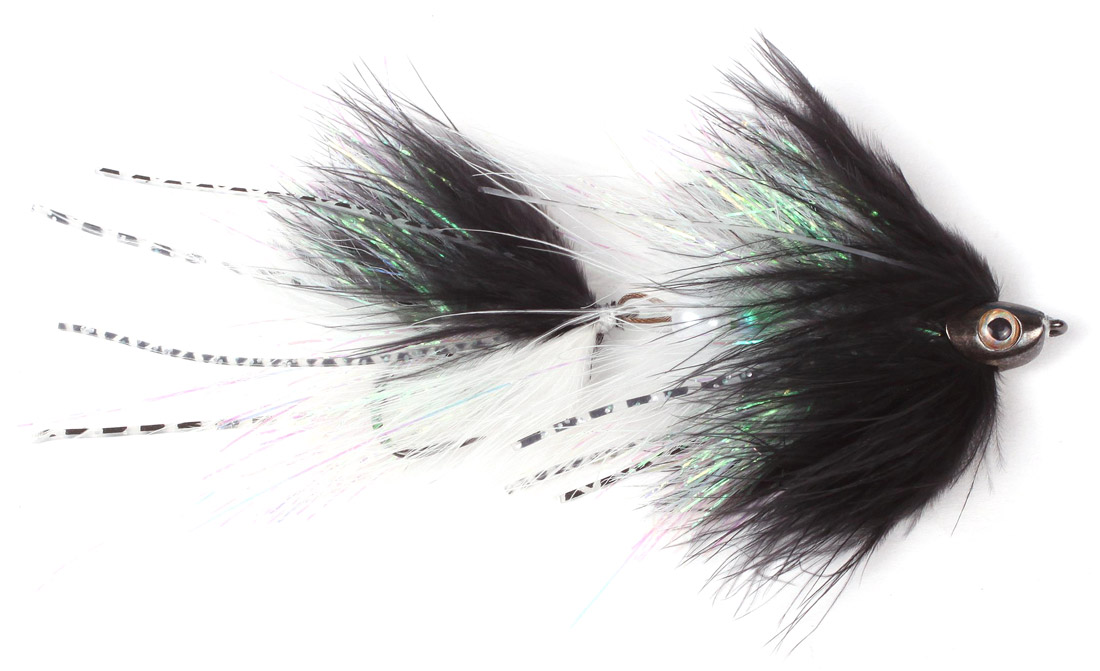 Guideline_Streamer_Scull_Bunker_Marabou_black_white Guideline Streamer - Scull Bunker Marabou black/white