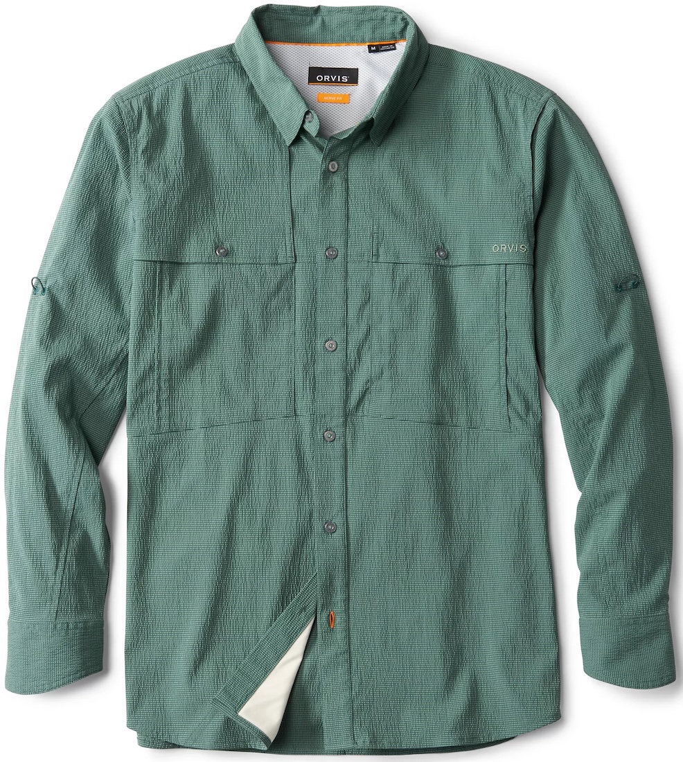 Orvis Open Air Caster Shirt Solid Tall UPF 40 Sonnenschutzhemd peacock aloe