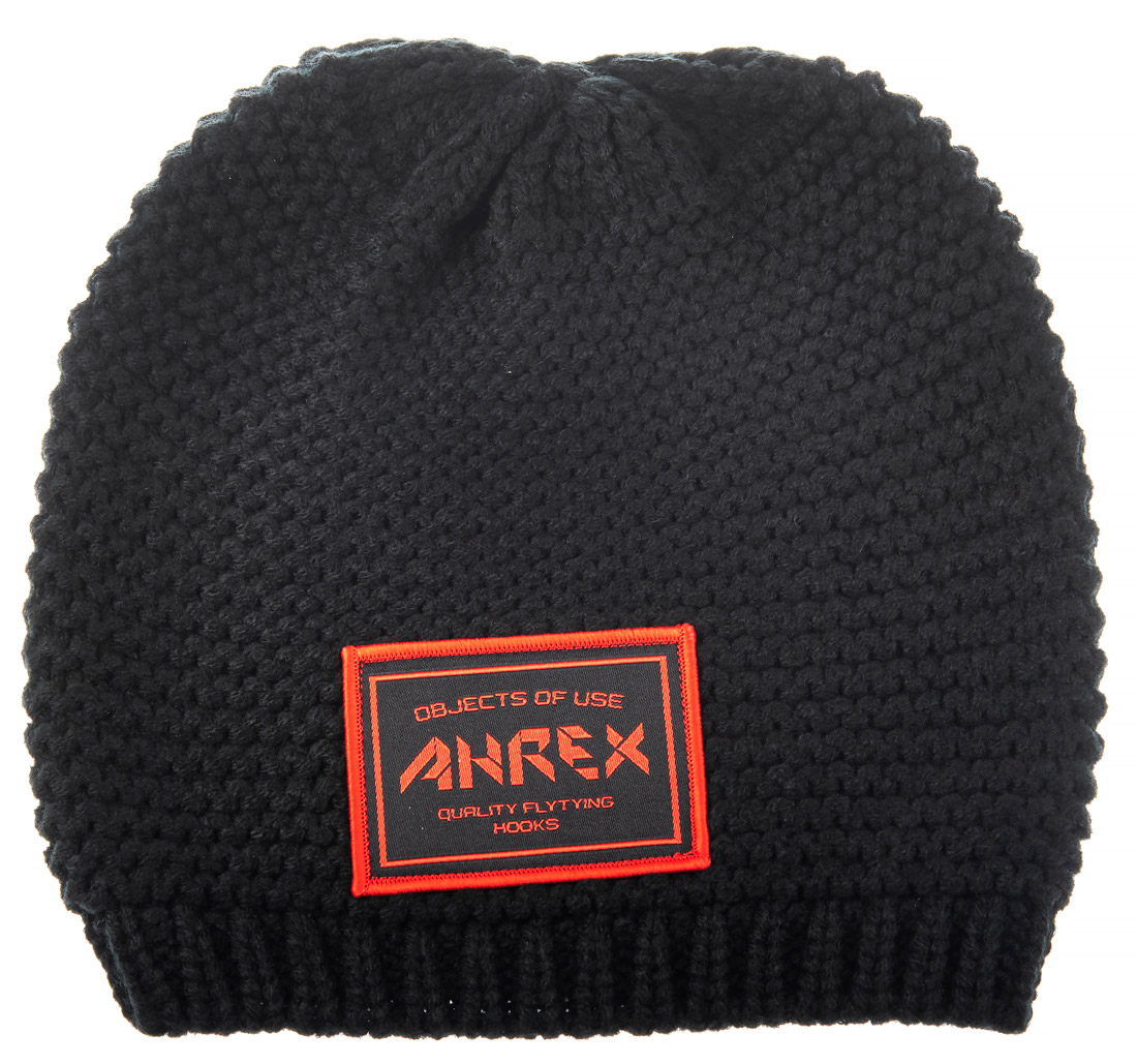 Ahrex Handknit Woven Patch Beanie Mütze black