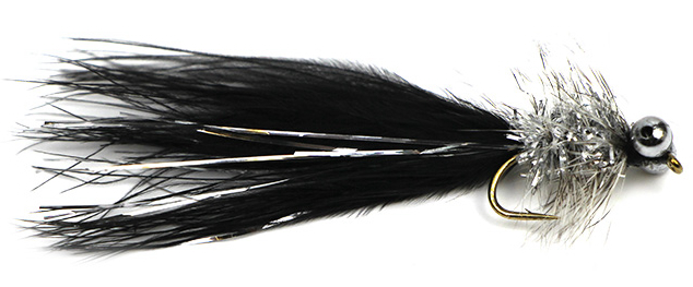 P-29105_Fulling_Mill_Black-Silver_Humungus_Streamer_ Fulling Mill Black & Silver Humungus Streamer