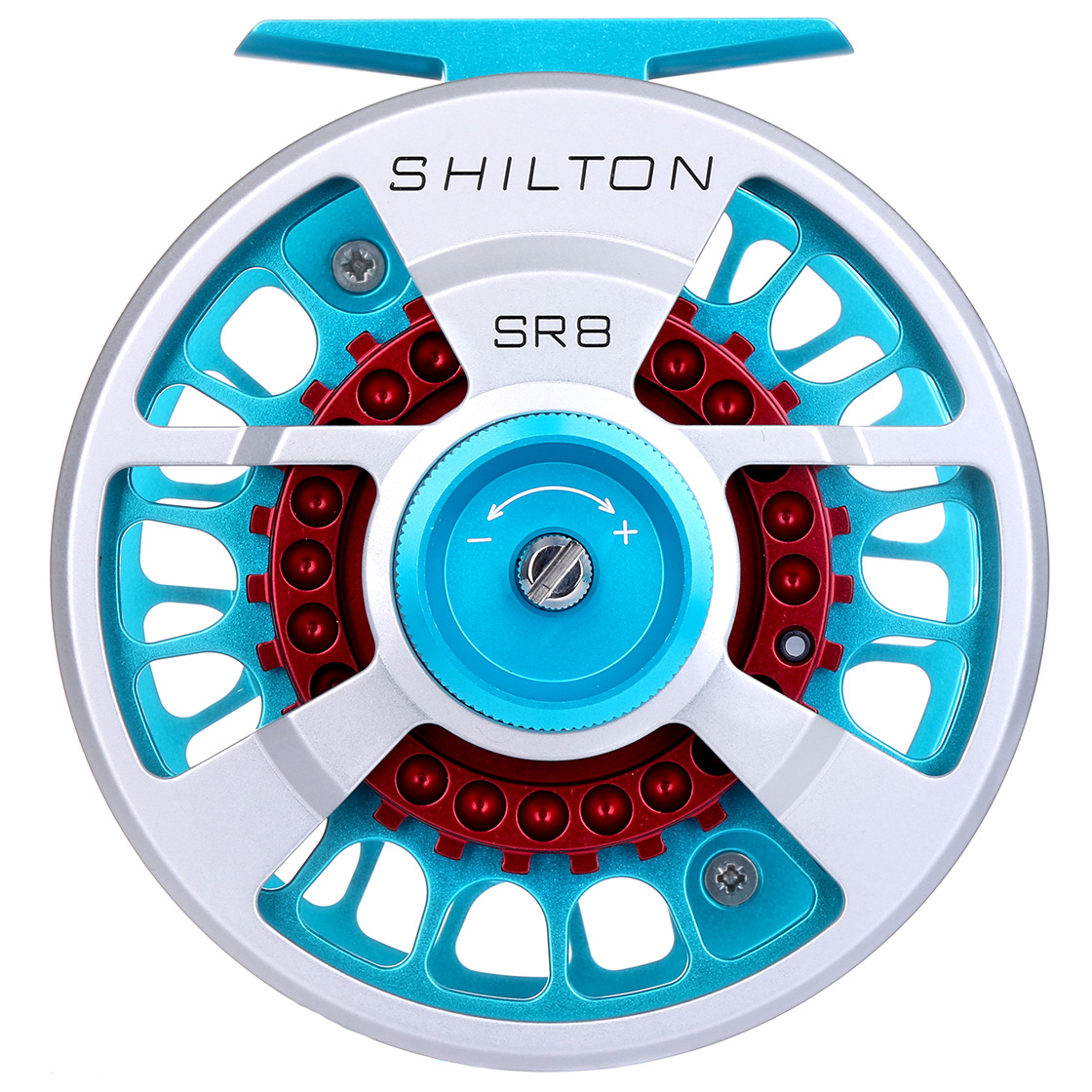 Shilton SR Series Custom Reel Titanium-Turquoise-Red Fliegenrolle Shilton SR Series Custom Reel Titanium-Turquoise-Red Fliegenrolle