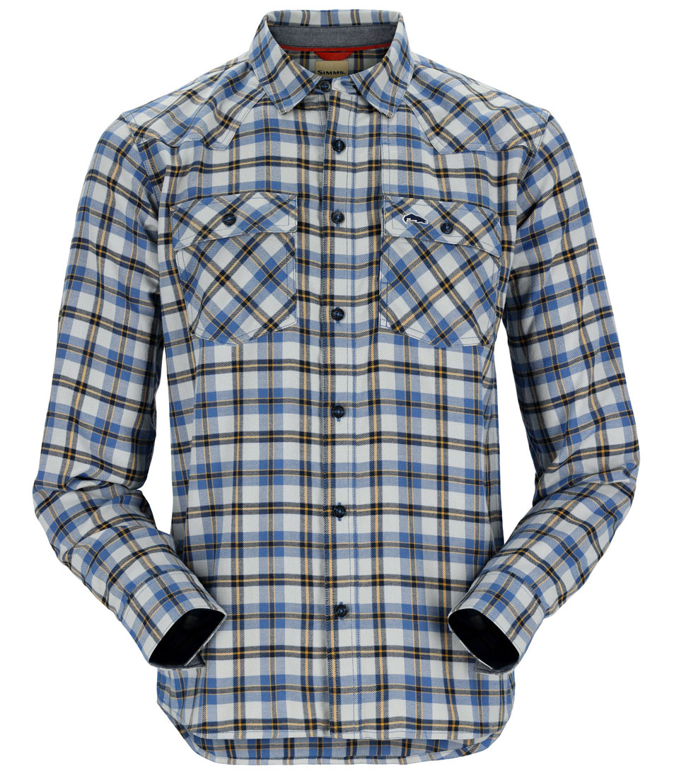 Simms Santee Flannel Shirt Hemd admiral blue/navy camp plaid