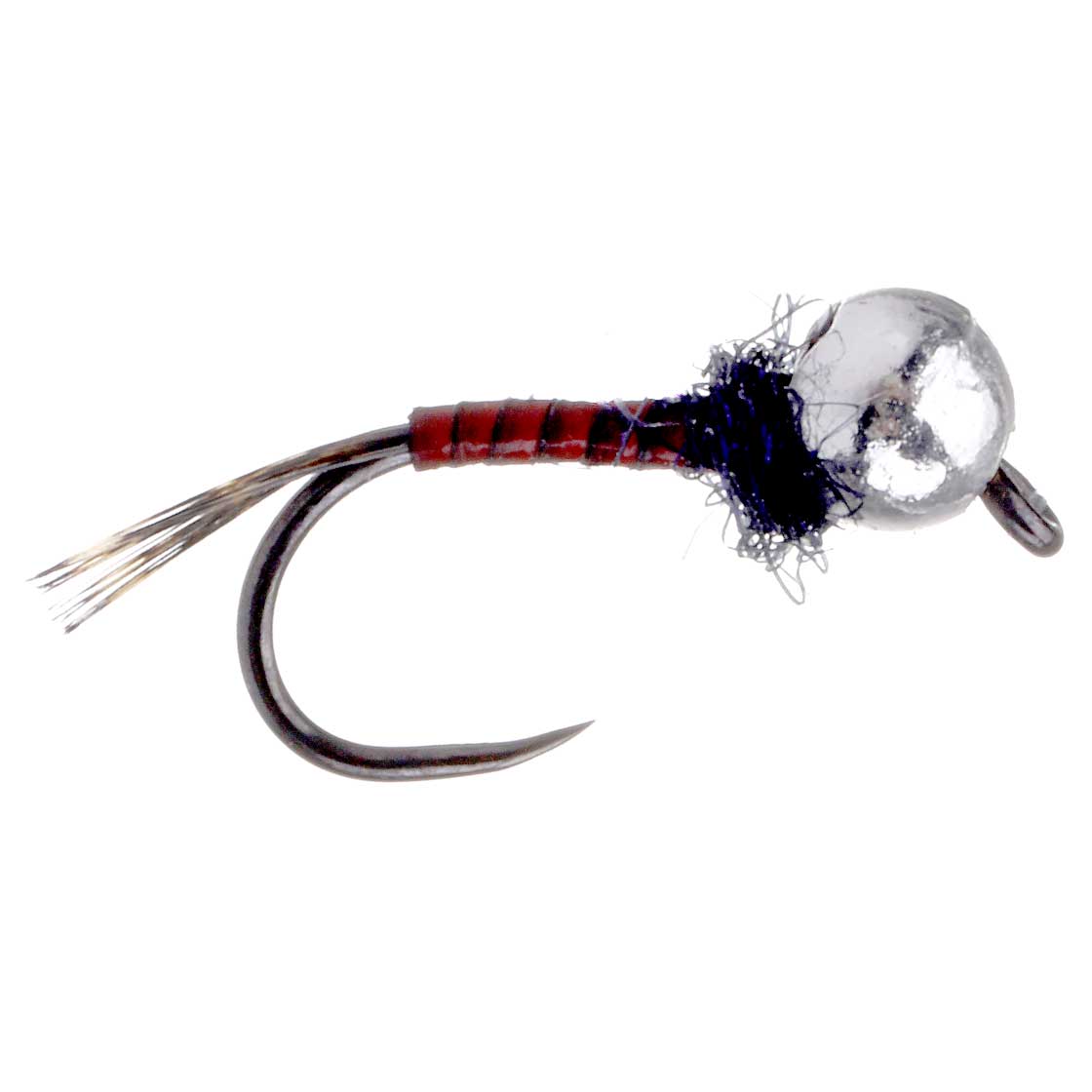 adh-fishing Nymphe - Hair Nymph Red Quill Special One Silver Tungsten Bead
