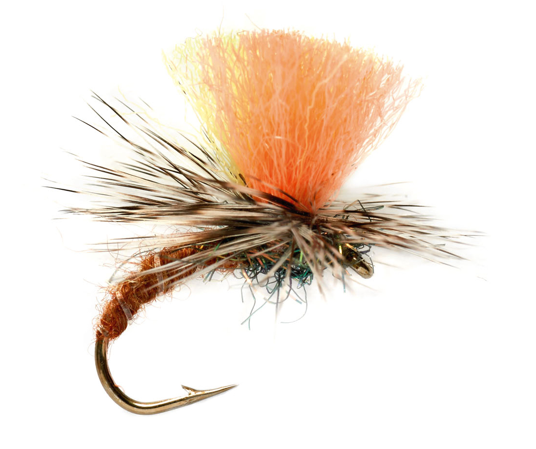 Fulling-Mill-Trockenfliege-Klinkhammer-Indicator-orange Bindebeispiel