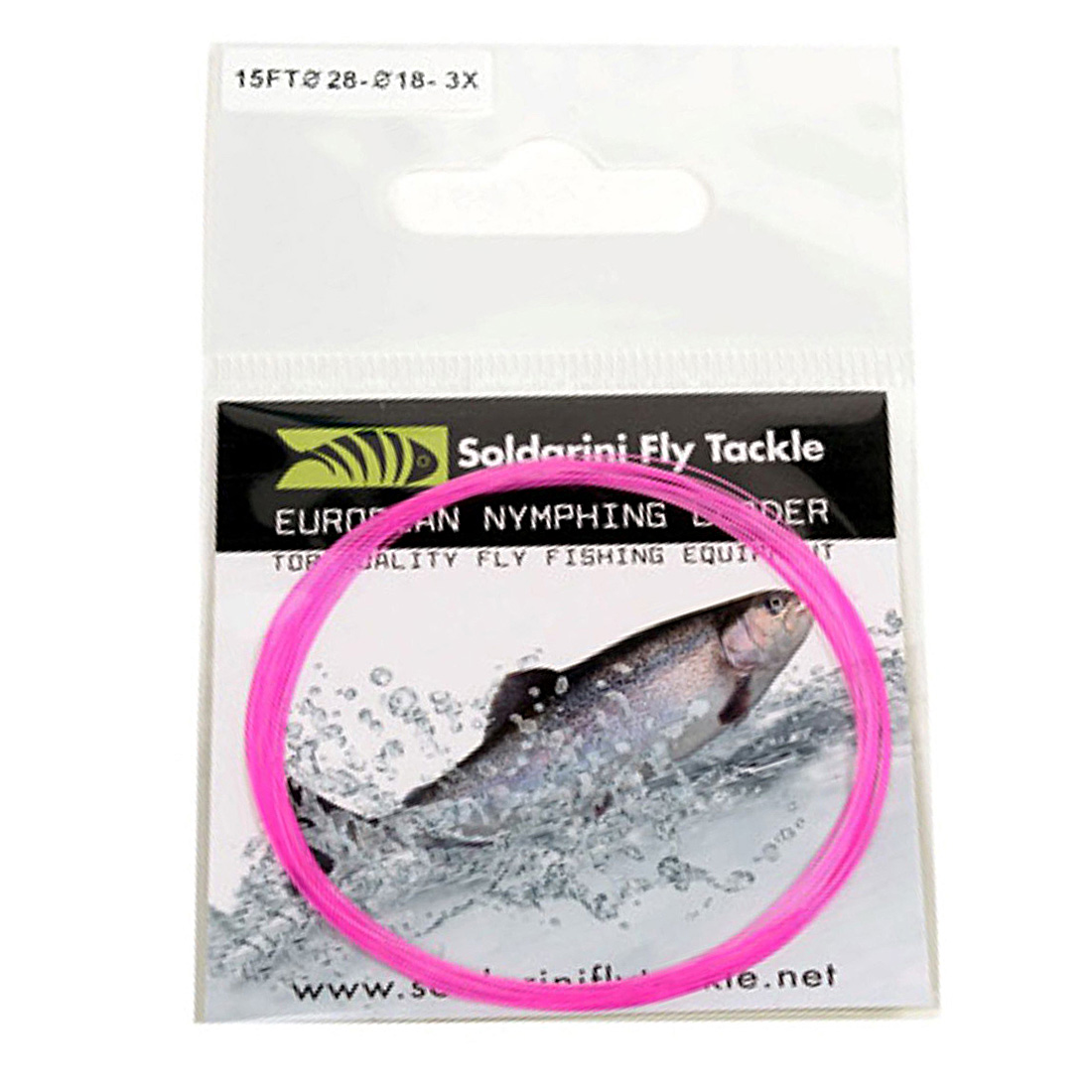 Soldarini Tapered Euronymph Leader thin 15 ft fluo pink