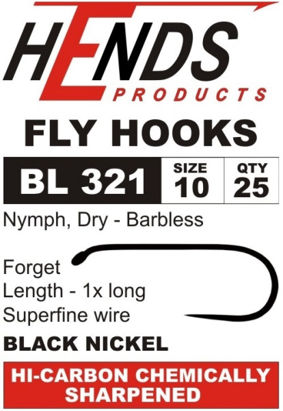 Hends BL 321 Dry Fly Barbless Haken