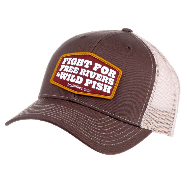 Frödin Free Rivers & Wild Fish Trucker Hat Cap brown tan