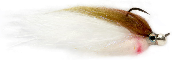 Fulling Mill Streamer Barbless - Jiggy Fat Minnow olive & white