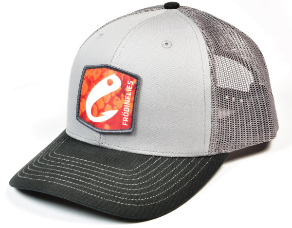 Black and gray trucker hat top
