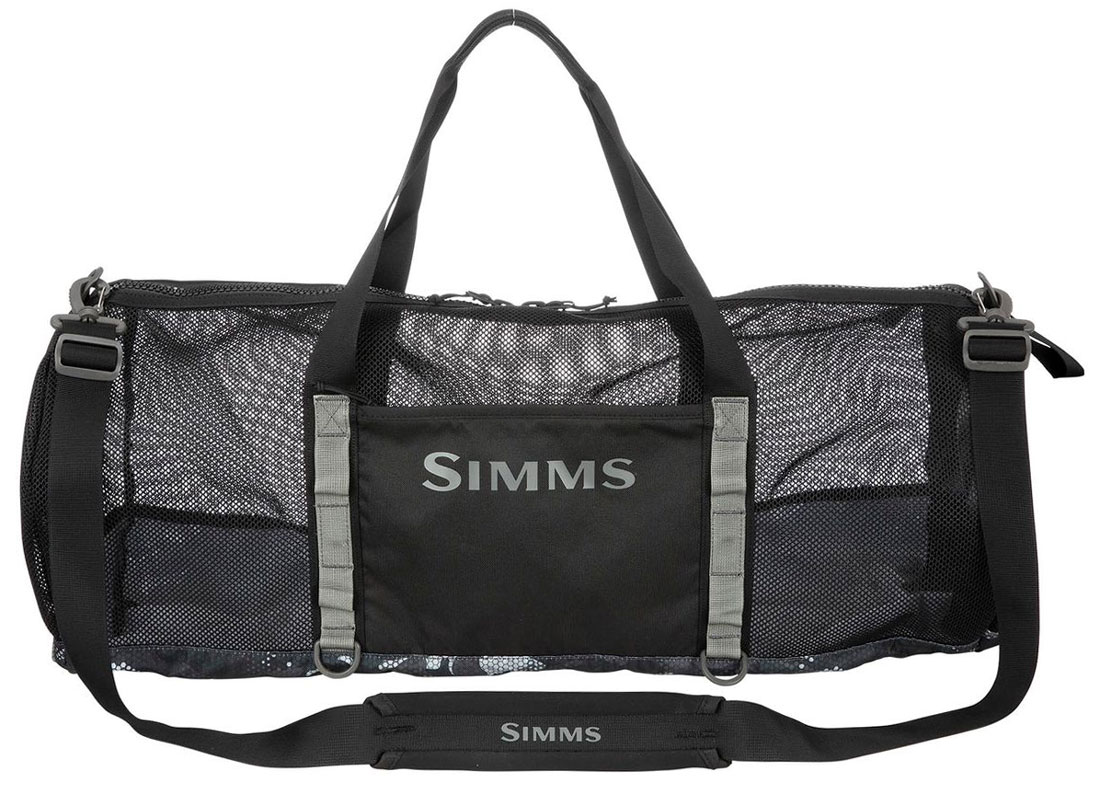 Simms Challenger Mesh Duffel 60L Reisetasche hex flo camo carbon Taschen Taschen und Rucksacke Ausrustung adh fishing