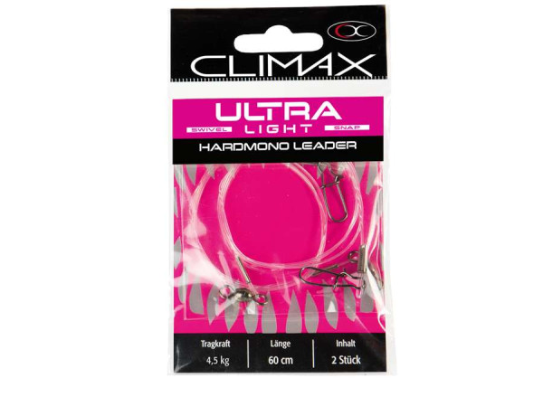 Climax Ultra Light Hard Mono Vorfach 4,5 kg 60 cm 2er Pack Climax Ultra Light Hard Mono Vorfach