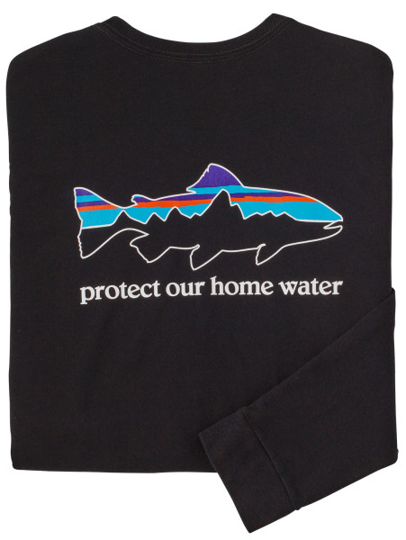 Patagonia L/S Home Water Trout Responsibili Tee Langarmshirt BLK