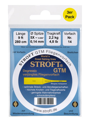 Stroft GTM Vorfach Tapered Leader 9 ft 3er Pack