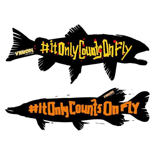 Vision It Only Counts On Fly 2 Stickers Fish Shape 15x5 cm