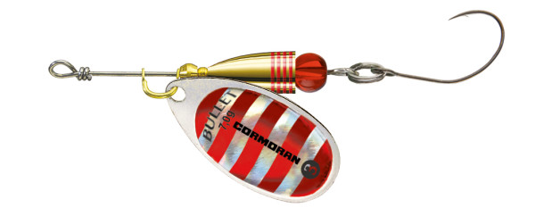 Daiwa Cormoran Bullet Spinner Einzelhaken silver/red striped Daiwa Cormoran Bullet Spinner Einzelhaken silver/red striped