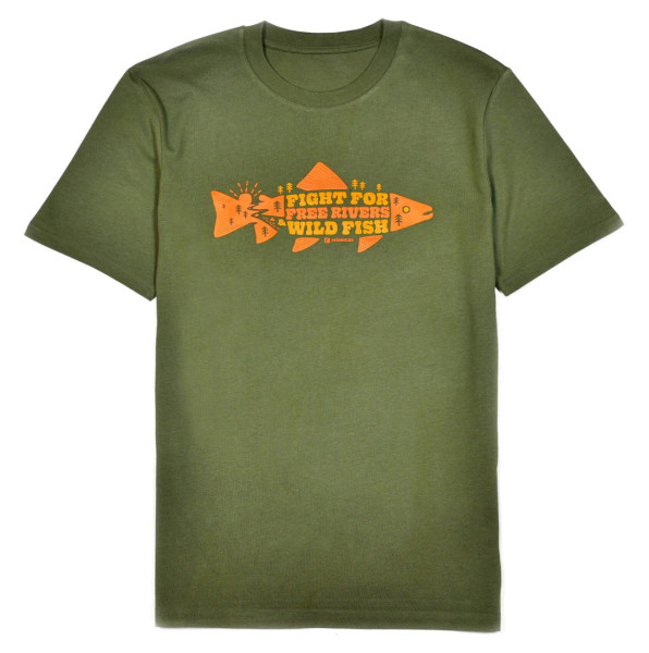 Frödin Free Rivers & Wild Fish T-Shirt khaki green
