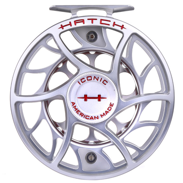 Hatch Iconic Fly Reel Fliegenrolle Large Arbor clear/red