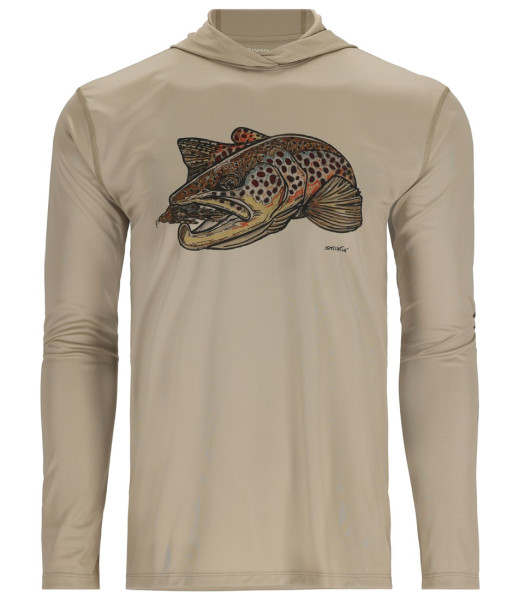 Simms Tech Hoody Langarmhemd Artist Series stone/brown trout