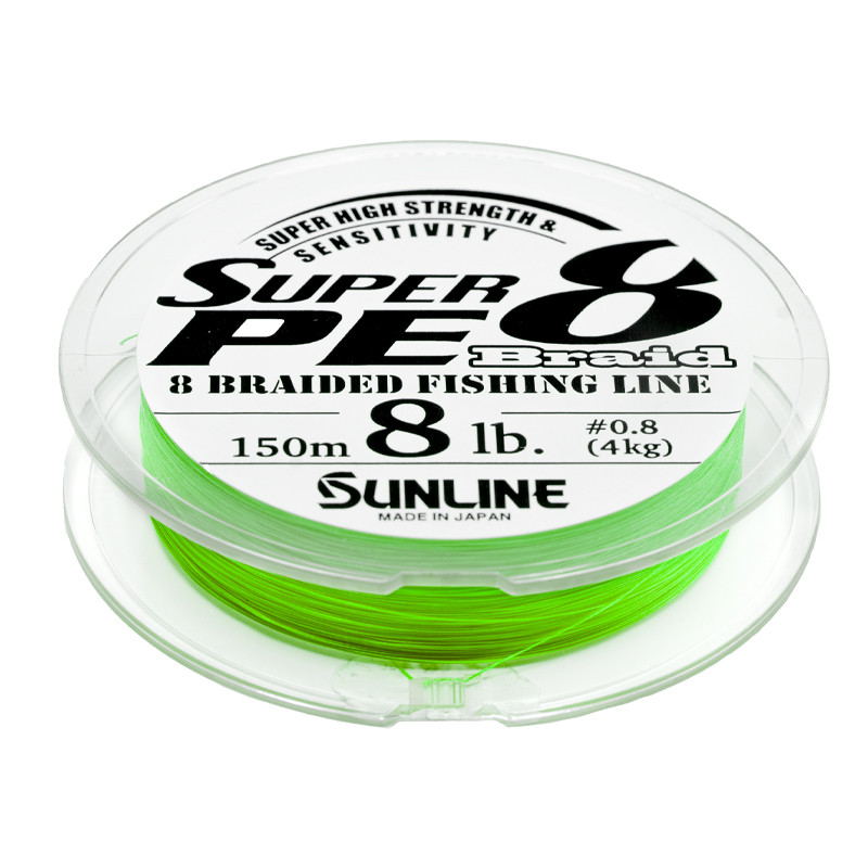 Sunline Super PE 8 Braid Light Green Geflochten 150 m, Geflochtene Schnüre, Schnüre, Spinnfischen