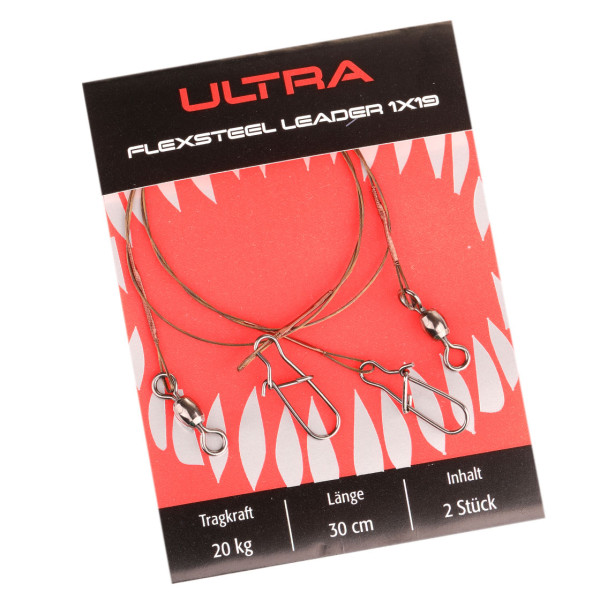 Climax Ultra 1x19 Flexsteel Leader Stahlvorfach 30 cm 2er Pack