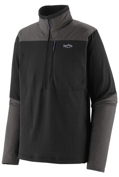 Patagonia L/S R1 Fitz Roy 1/4 Zip Pullover BLK