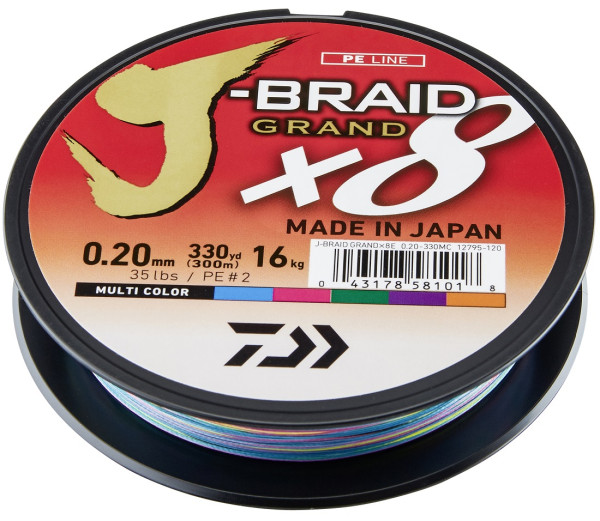 Daiwa J-Braid Grand X8 150 m multicolor 8 - Fach geflochtene Schnur